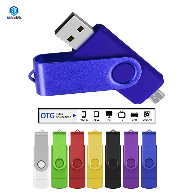 Free Custom Logo Swivel Micro OTG USB Flash Pen Drive 2 in 1 Memory Stick For Mobile Phone PC - ANKUX.COM