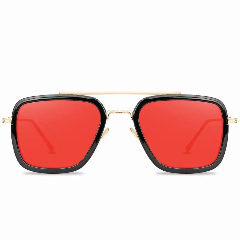
66218 Tony Stark Sunglasses lentes de Iron Man Vintage Retro Square Metal Frame Sunglasses for Men Women Edith glasses 