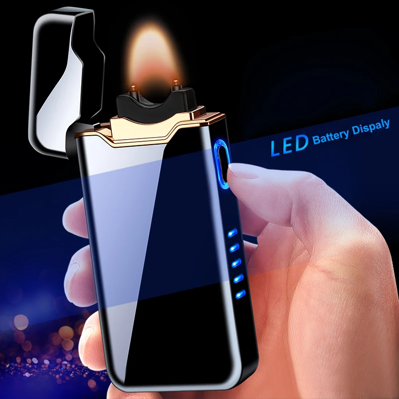 

2020 New Big Flame USB Charging Lighter High Power Arc Plasma Lighter Electronic Rechargeable Cigarette Lighter Metal Igniter, Black, blue, rainbow, matte silver