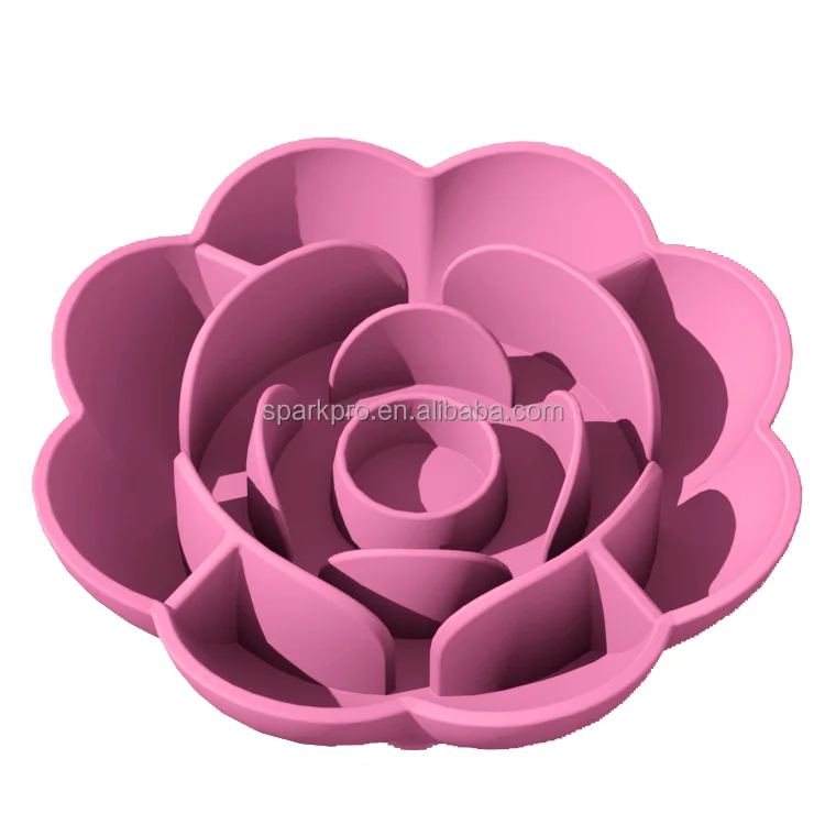 Customise Large Rose Dog Bowls Pet Dog Slow Feeder Bowl Silicone Pet Cat Anti Slip  Food Grade Silicone Dog Feeding Bowl