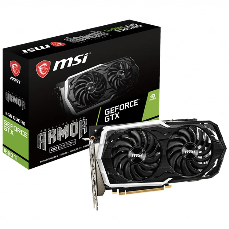 

MSI NVIDIA GeForce GTX 1660 Ti ARMOR 6G OC Gaming Graphics Card with GDDR6 6GB 12 Gbps Memory Support G-SYNC TECHNOLOGY