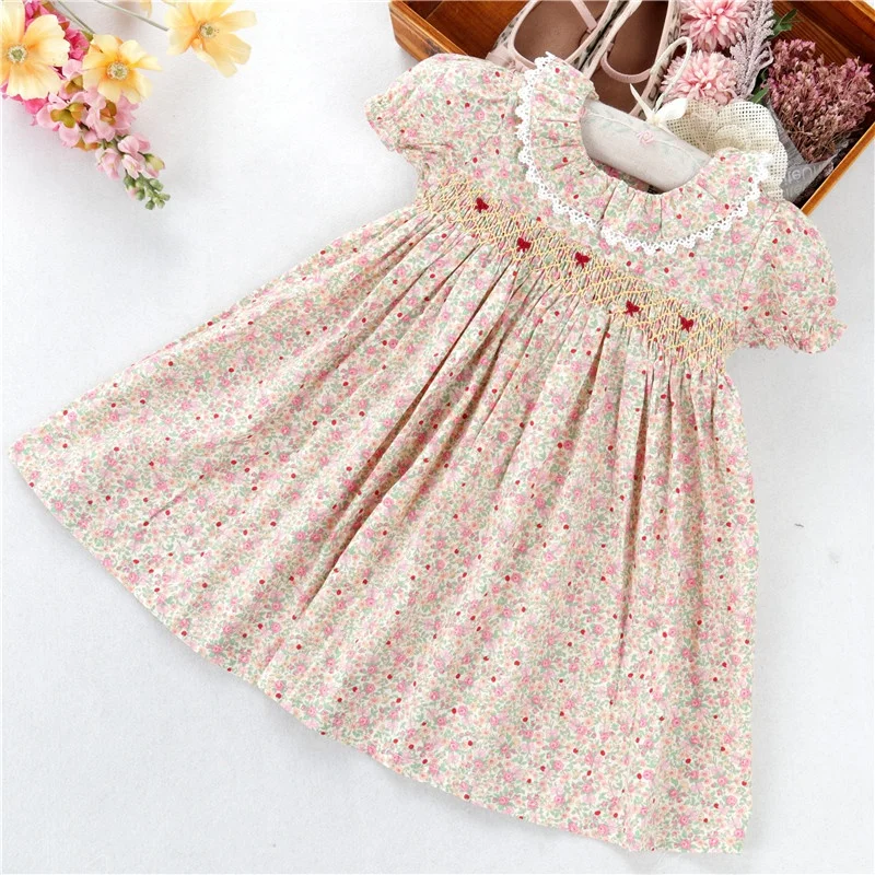 

C5237 summer infant flower little baby girls dresses smocked dress floral wholesale kids clothing children outfit