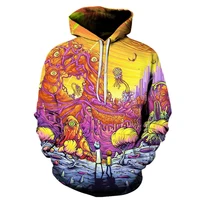 

wholesale 3d sublimation printed hoodies Digital camo hoodie black with white strings rick and morty for men