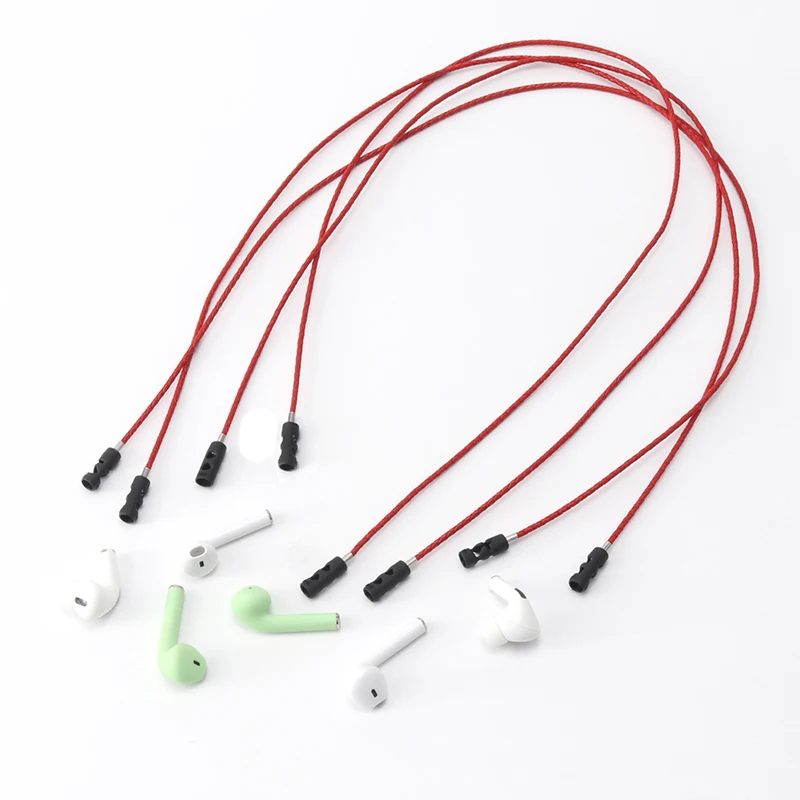 

Trendy Anti Lost Magnetic Wireless Headphones Chain Red Real Leather Earphones Strap Geometric Earbuds Earpods Holder Necklace