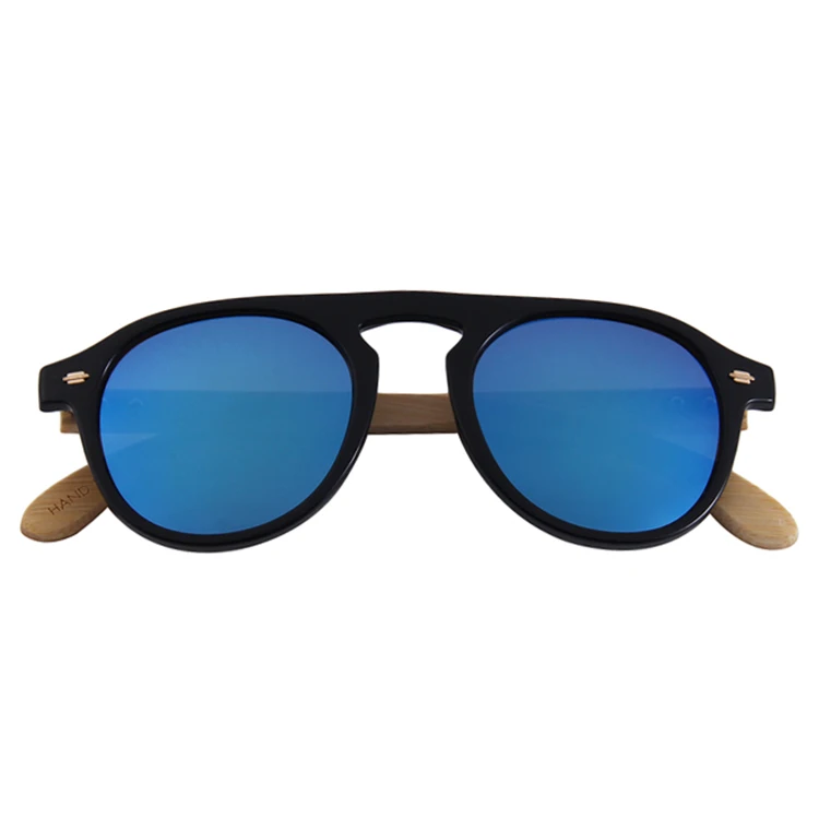

Customized Fashion Private Label Round Bamboo Mens Blue Lens Sunglasses, Any colors
