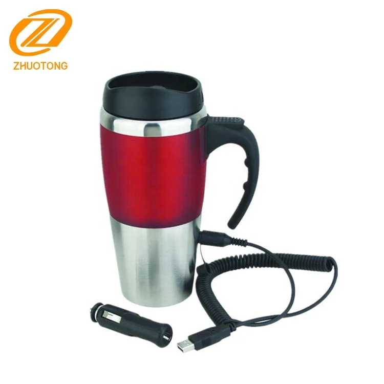 

Double wall BPA free 12V heated thermo mug with heating plug for car and USB, Customized