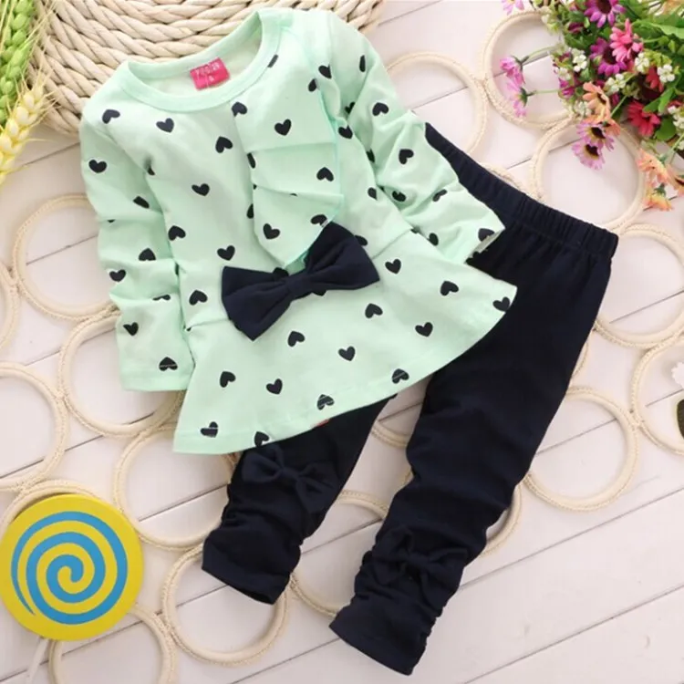 

wholesale popular fashion Spring and Autumn New design Korean Polka Dot Girls Set