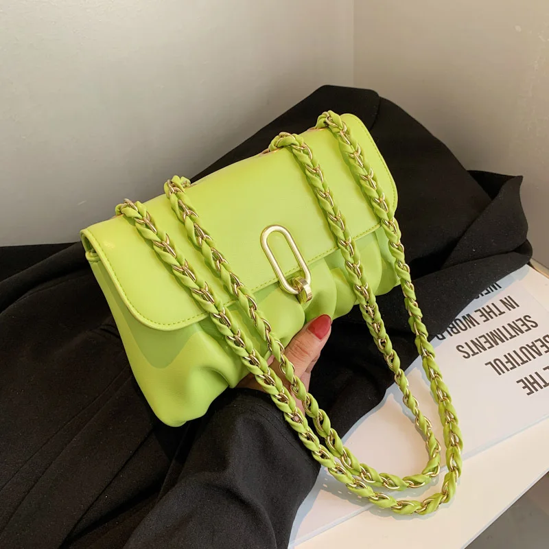 

2021 Summer ladies elegant and designer hand bags fashion women handbags ladies PU leather purse kiwifruit green