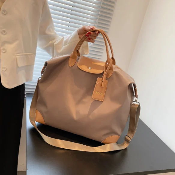 

Wholesale fashion high quality large handbag single shoulder bag black tote bag polyester travel bag for ladies, Black/khaki