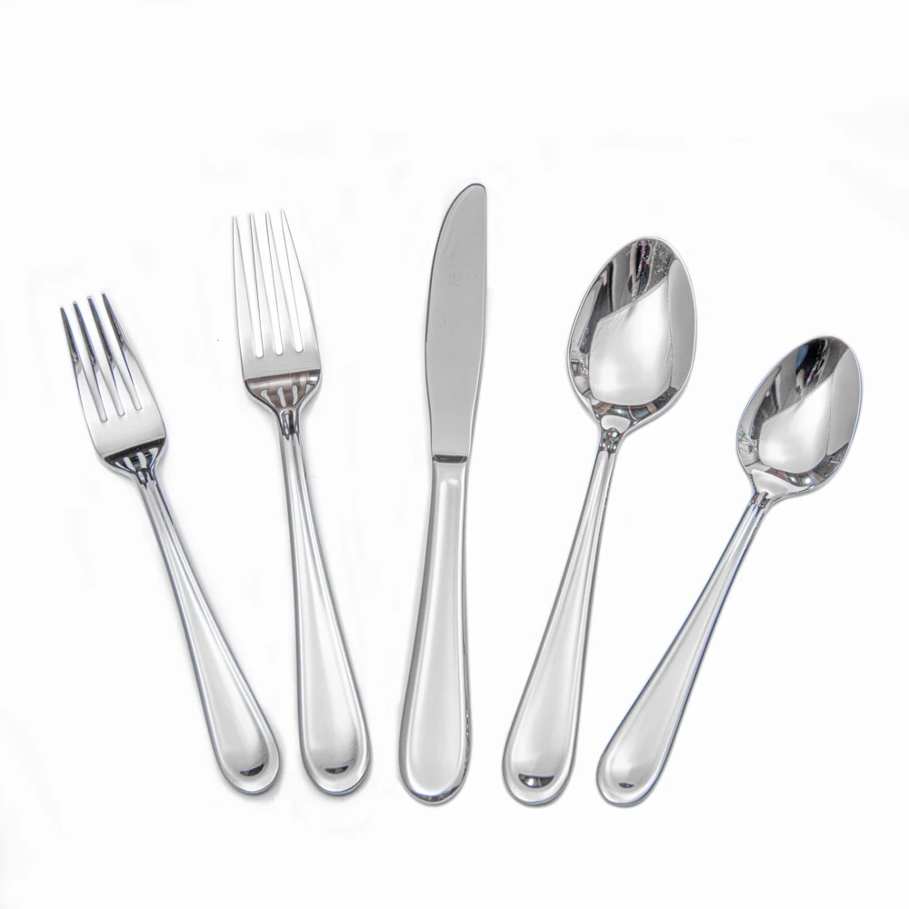 5pcs/set Modern Stainless Steel Flatware Cutlery Silver Spoon Fork Set ...