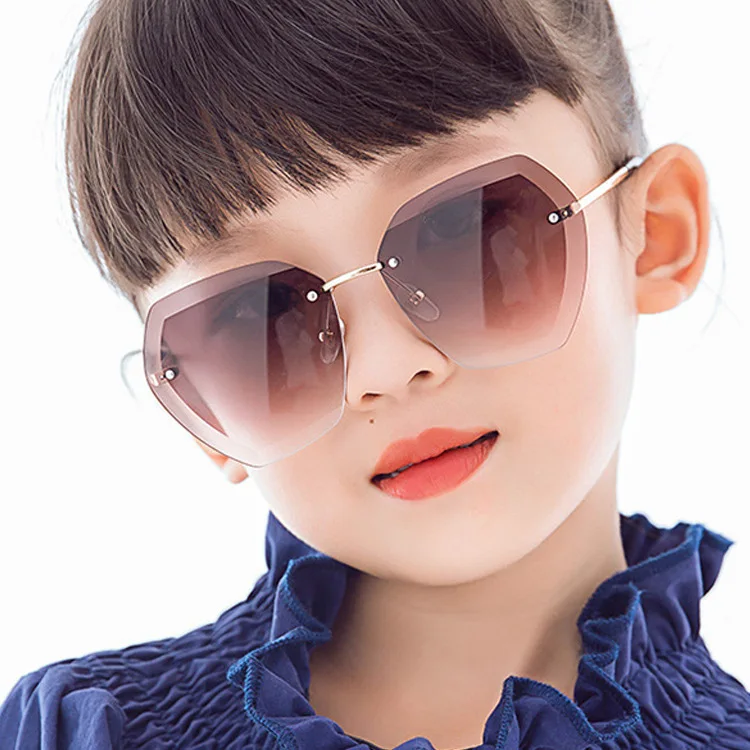 

Fashion cut edge children's irregular eyewear ocean lens parent-child kids lovely rimless sunglasses, As the picture shows