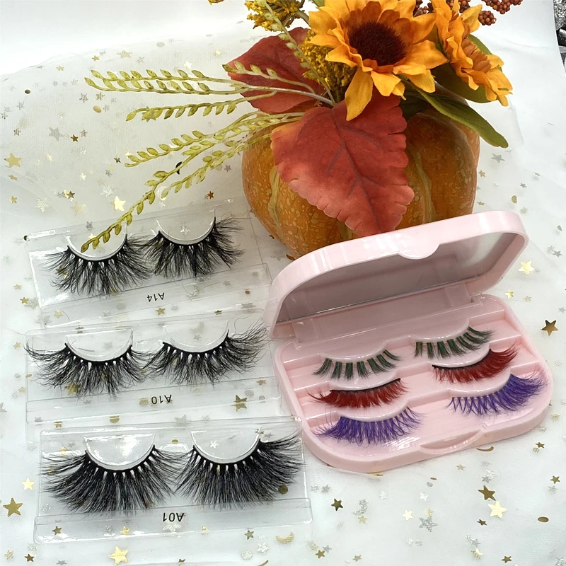 

abestyou non mink eyelashes 25mm 3d mink 30 mix 3 pairs human hair multipack custom logo with tray glue and tweezer