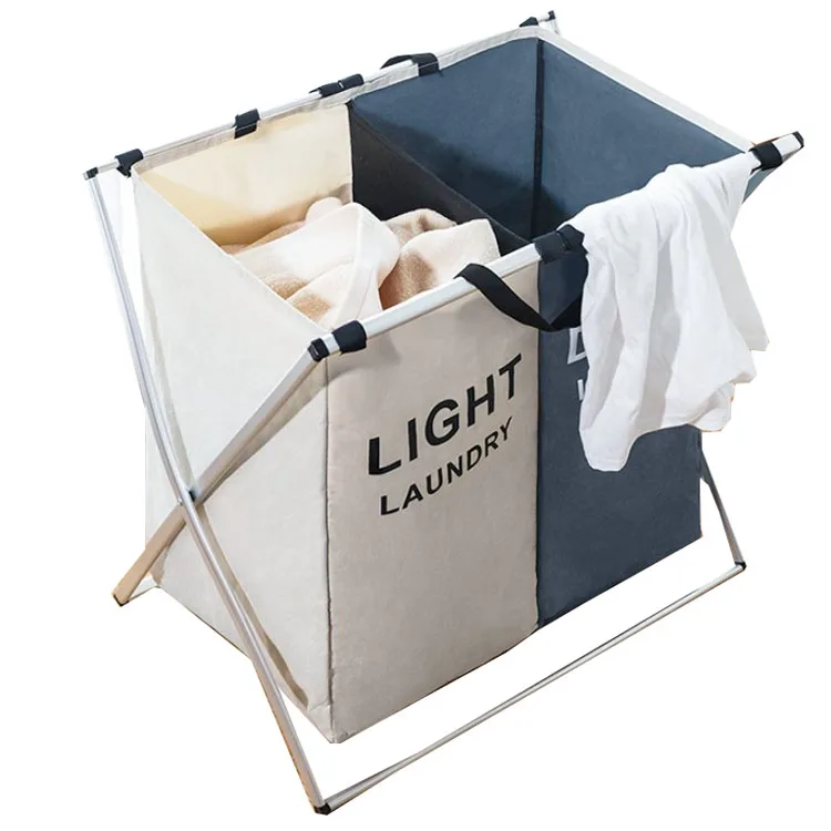 Collapsible Laundry Bag Large Foldable Laundry Hamper 2 Compartment