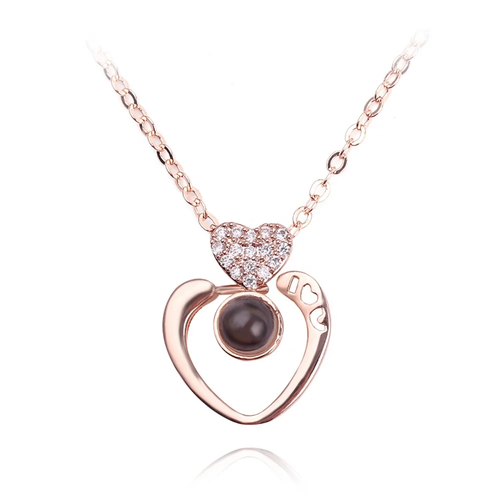 

100 languages i love you necklace projection women pendant