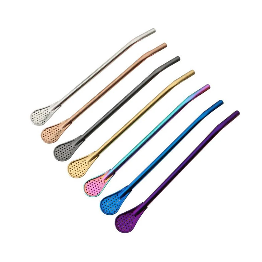 

Filter Loose Leaf Tea Infuser Barware Strainer Stirring Straws Stainless steel tea strainer straw, Silver/bronze/black/gold/dazzle/blue/purple