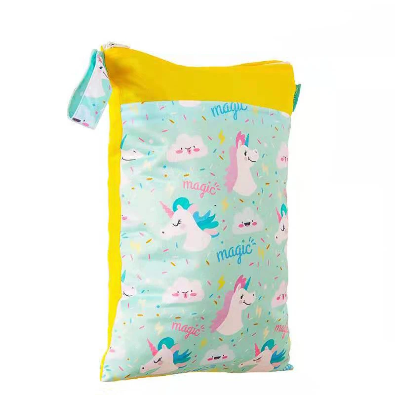 

Happyflute Baby Wet Bag Waterproof Reusable Wet Bag Printed Pocket Nappy Bags Travel Wet Dry Mini Size 30x40cm, Customized color