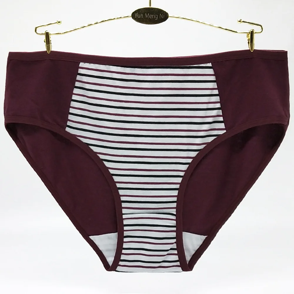 
Wholesale Cotton Classic Stripe Brief Plus Size Womens Panties 