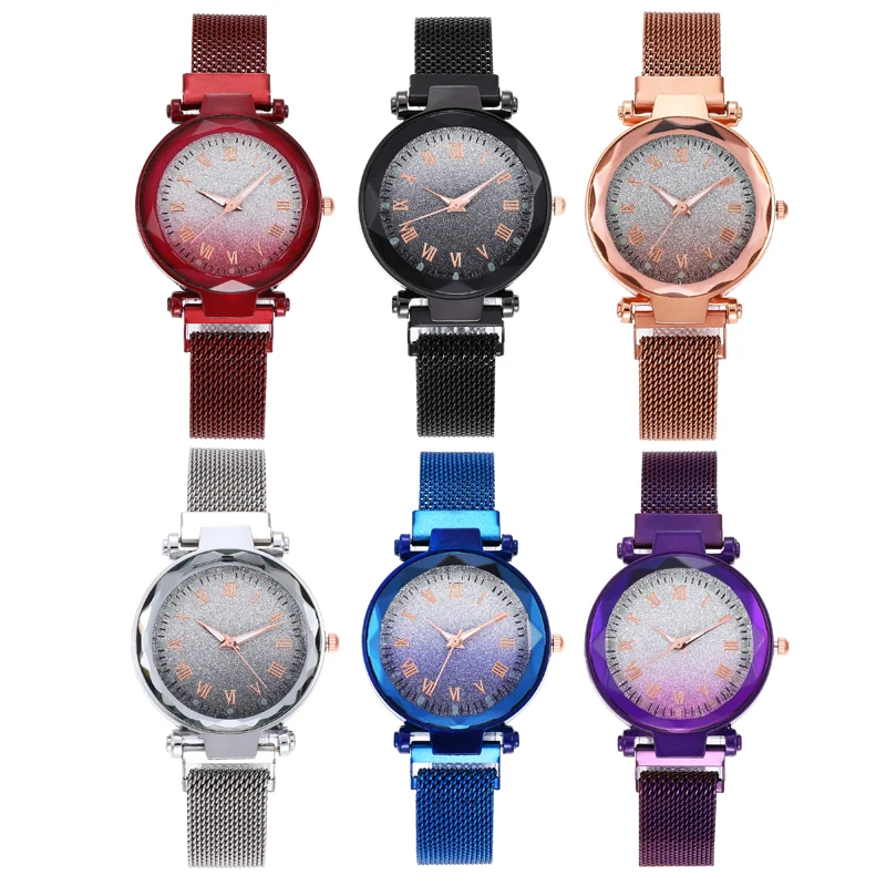 

Luxury Women Watch Bracelet Magnet Buckle Stainless Steel Sky Luminous Quartz Watch Crystal Wrist Watches Gift 2020
