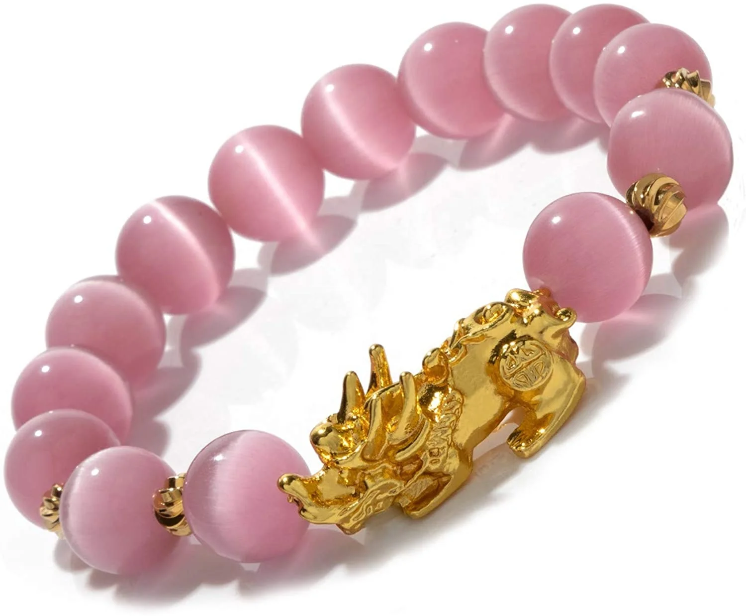

Feng Shui Natural Tiger Eye Bracelet 18k Gold Plated Pixiu Bracelet Yoga Mala Beads Good Luck Friendship Bracelets