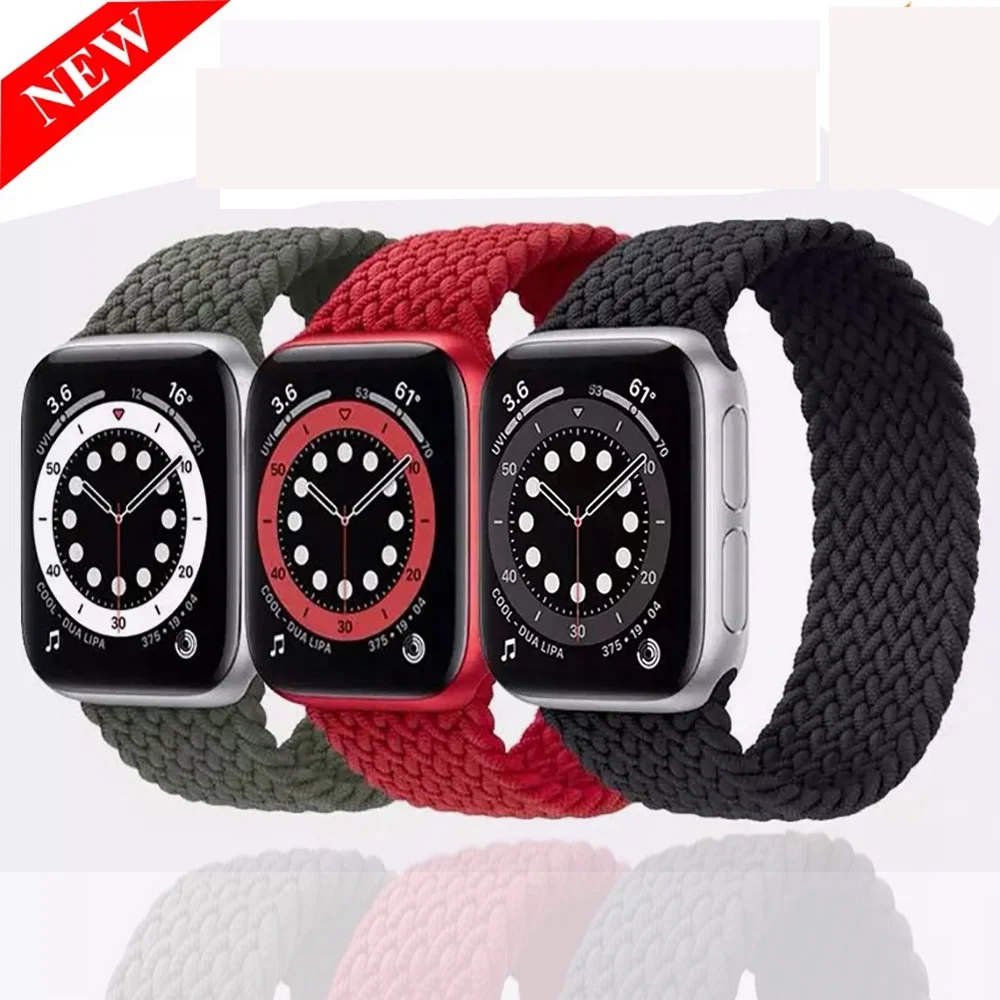 

Elastic Braided Solo Loop Watch Band 42mm 44mm Watch Strap For Apple Watch Series 6, Per our chart/customize