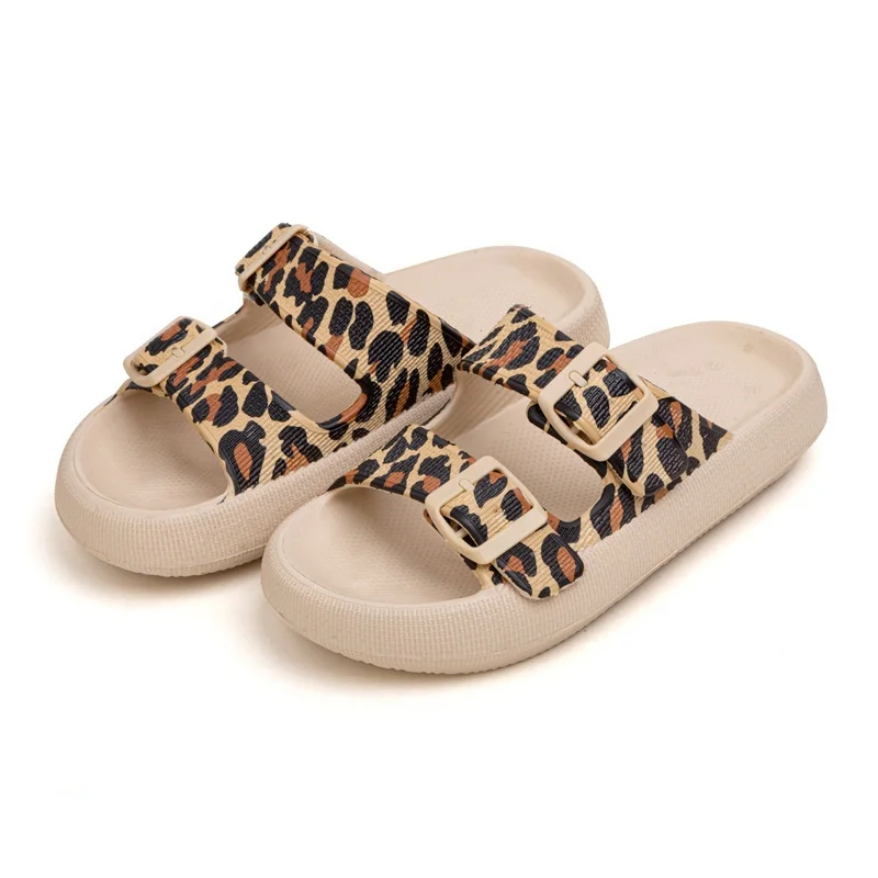 

Breathable Summer Shoes Light Weight EVA Ladies Sandals with Leopard Printed Customized Logo Accepted Shoes For Sales