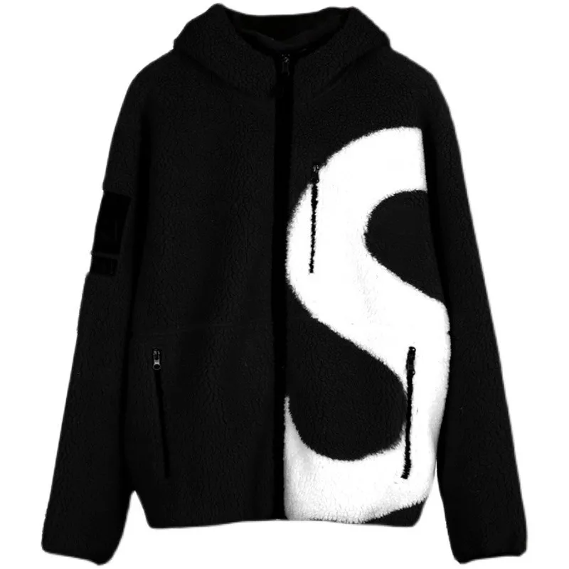 

Wholesale New Fashion Loose Thick Jacket Windproof Warm Hood Zip Up Men's Sup Fleece jacket