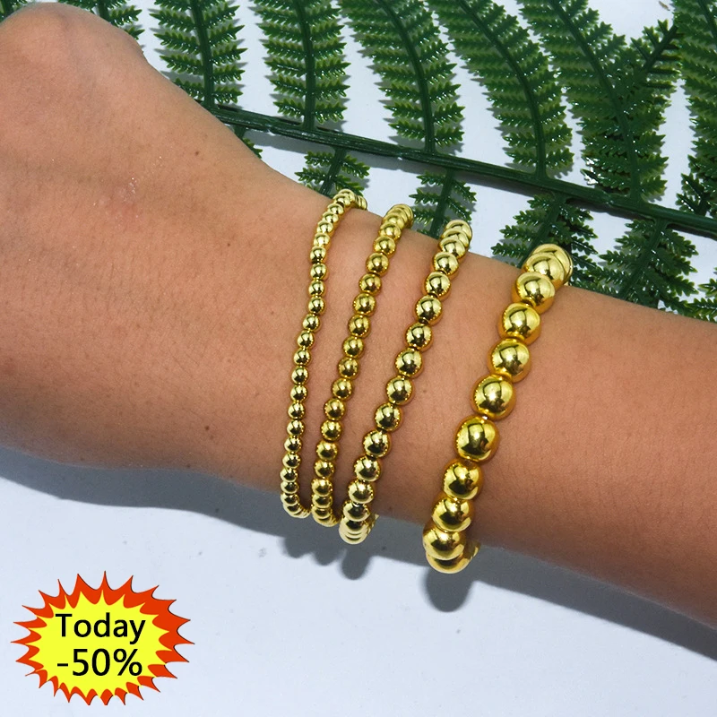 

High quality gold color gold plated bead bracelet jewelry making