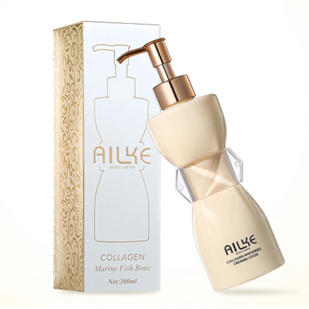 

Ailke Brand Skincare Fish Bone Collagen Brightening Whitening Body Lotion, White