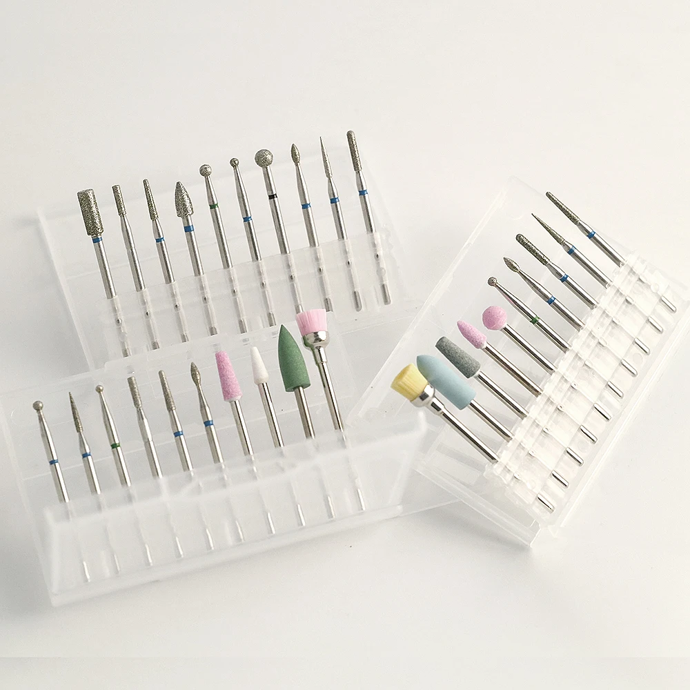 

Top Seller 3/32 Shank Clean Polishing Cuticle Safety Electric Russian Diamond Nail Bur Drill Bits Set