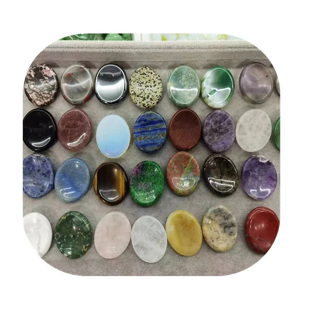 

wholesale spiritual semi-precious stone 45mm pocket natur colorful mixed quartz worry stones thumb crystal for gift