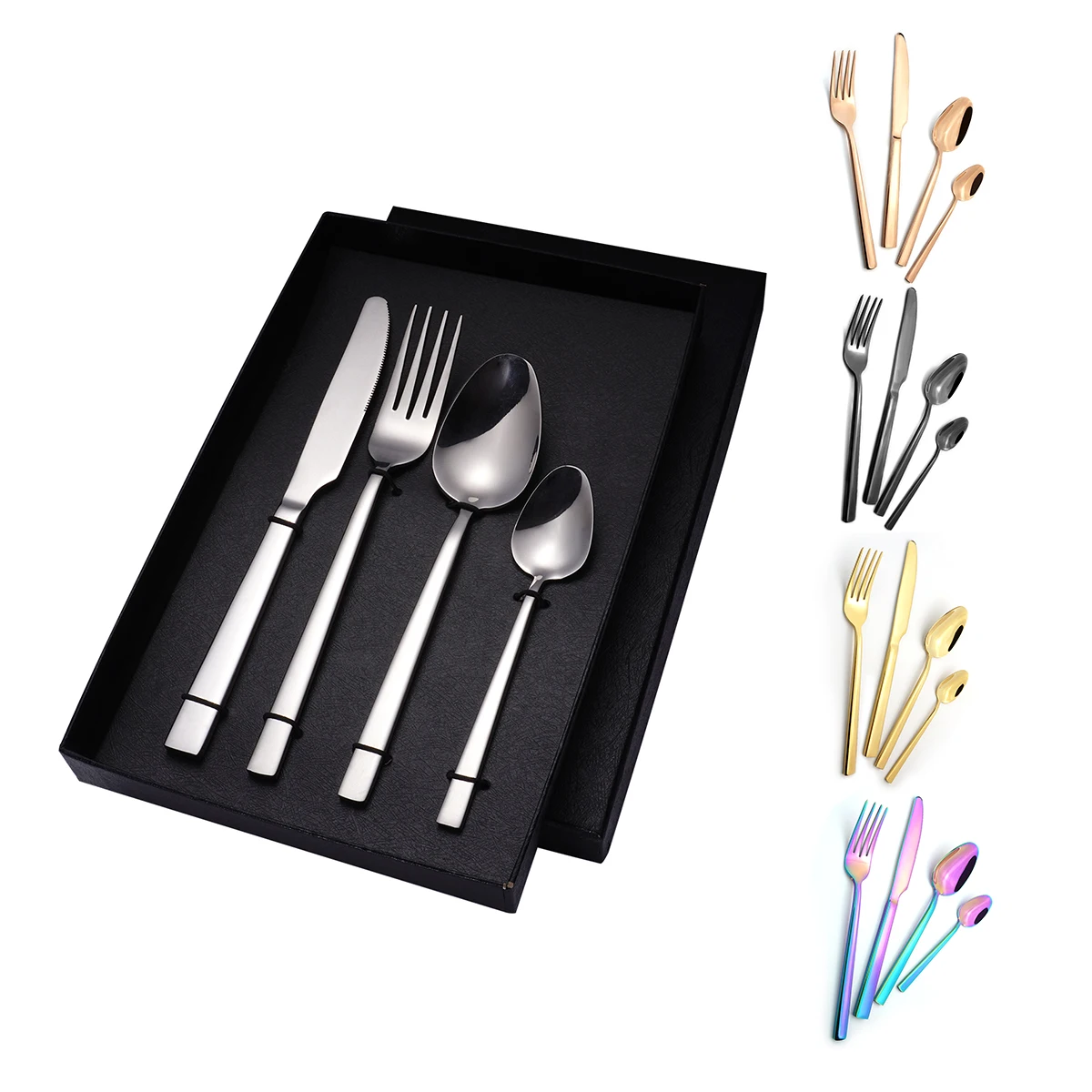 

Wholesale Reusable Polished Forks Spoons Knives Kitchen Flatware Stainless Steel Gold Cutlery Gift Set For Wedding, Silver
