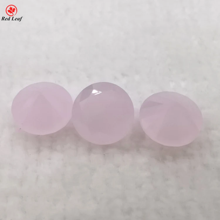 

Redleaf Jewelry Hot Sell Synthetic Pink Jade Stone Loose Gemstone Round Cut Glass Gems