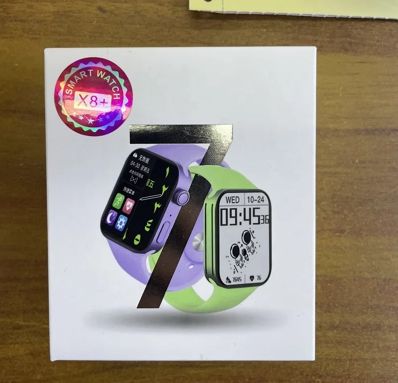 

2021 Watch 7 X8+ Smart watch Wireless charging 1.75inch Screen waterproof X8 pro smartwatch, Black white pink blue green red