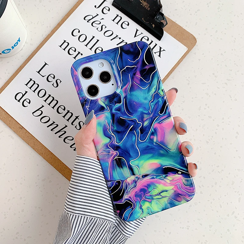 

2021 New Arrival Laser Marble Phone Case Colorful Phone Cover for iPhone 12 Pro