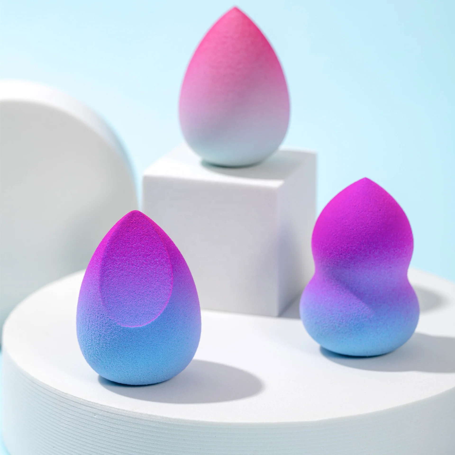 

Qingdao Factory Multicolor Latex Free Gradient color Makeup Blending Sponge