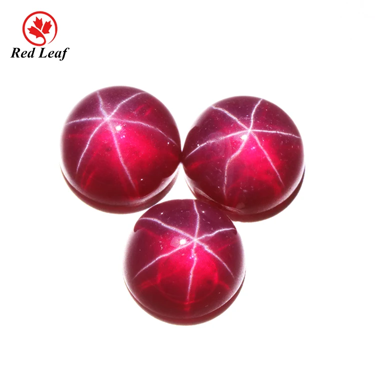 

Redleaf Jewelry High - quality synthetic gemstone round cut Cabochon loose gemstone star Ruby for jewelry making, 5# red ruby