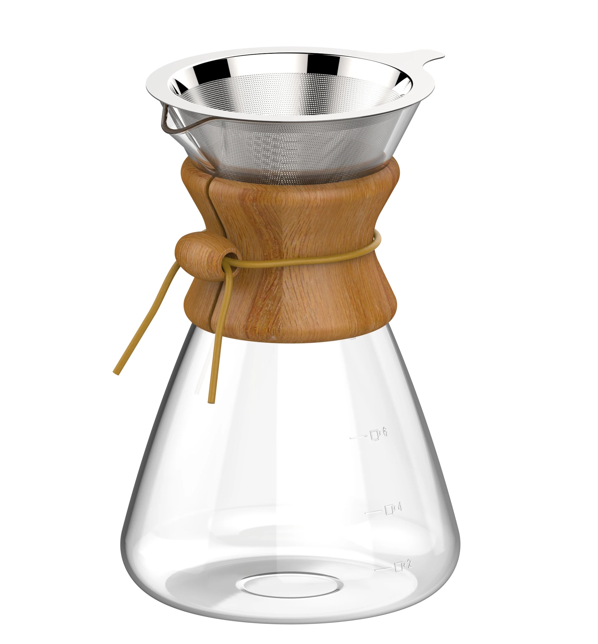 

Handmade cooking glass with bamboo collar drip coffee maker Pour over glass
