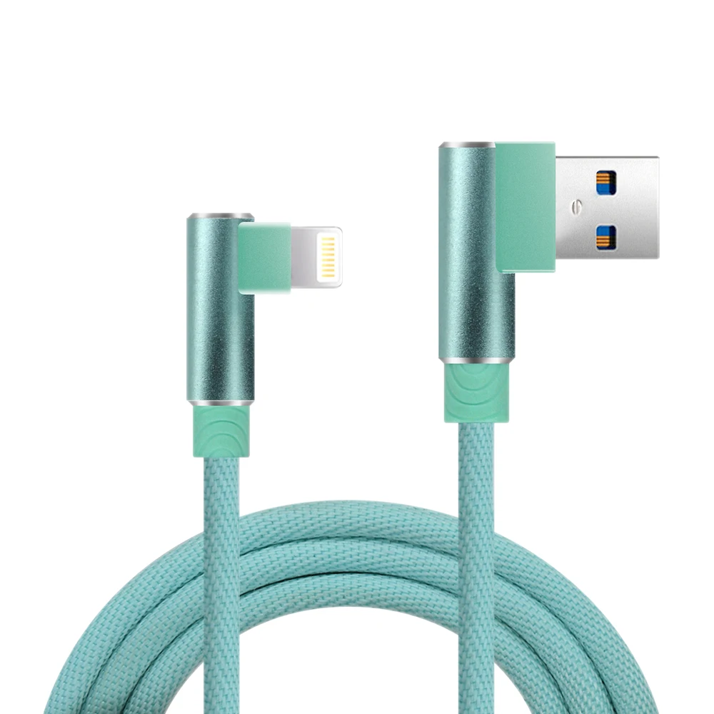 

Amazon best 3C produsts 90 degrees elbow data cable quick charging cable for car computer power bank cell phone, Green/blue/black/customized