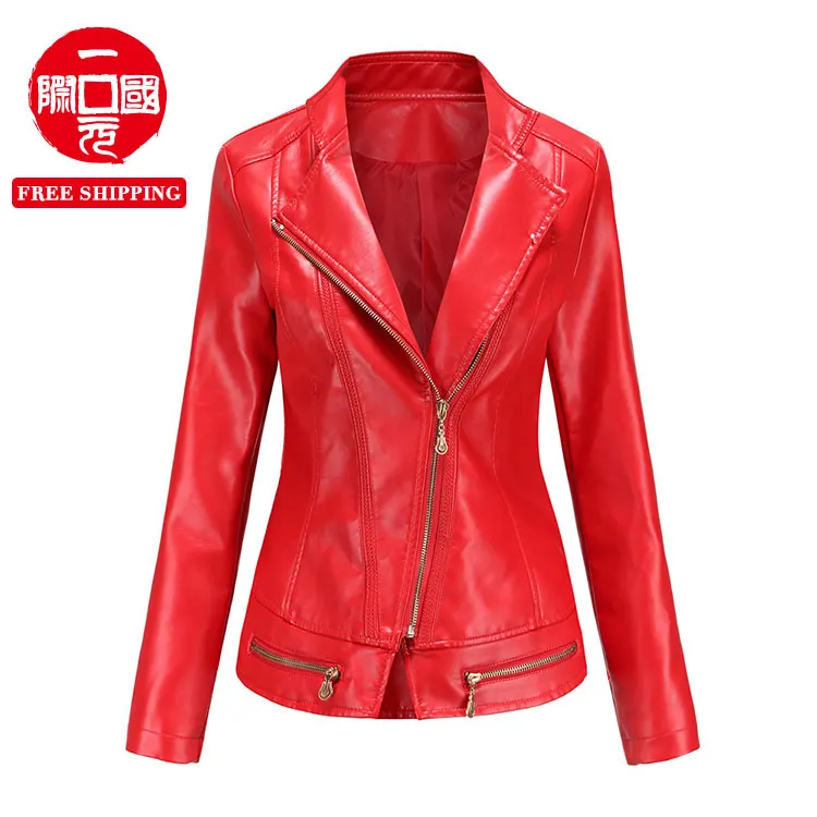 

Foreign trade ladies PU leather jacket thin spring and autumn small coat jacket