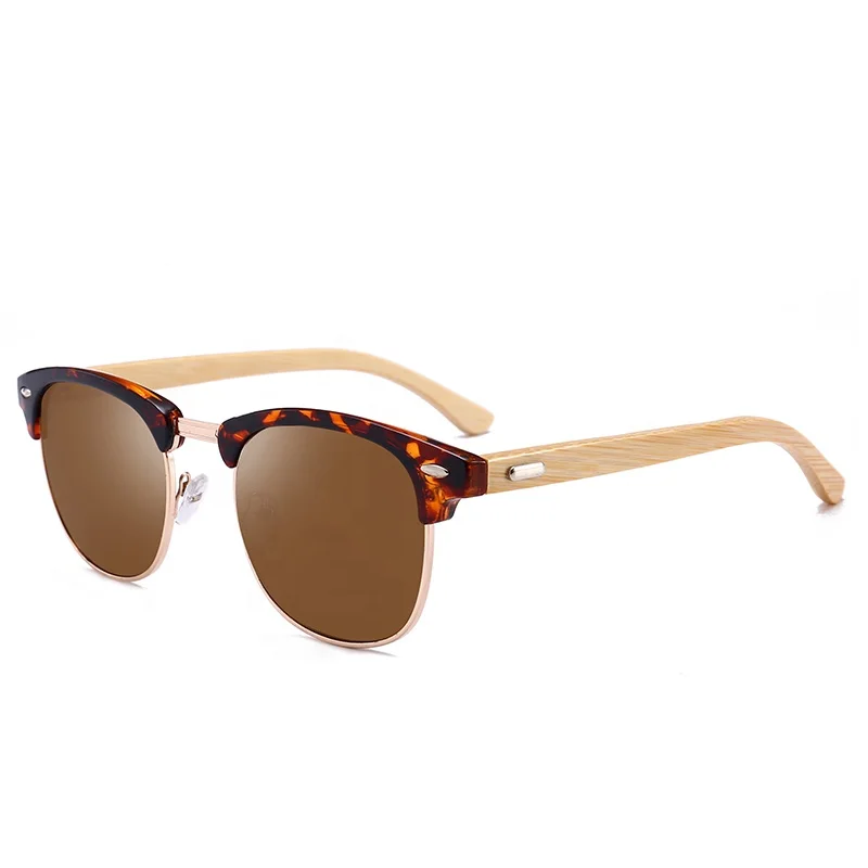 

New club master sunglasses handmade bamboo arms coating lens sunglass polarized shades wood sun glasses men women gafas de sol