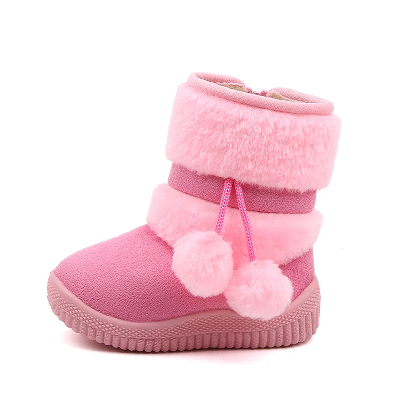 

2021 new snow boots girls plus velvet short boots cotton shoes non-slip soft bottom fur boots breathable