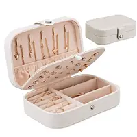 

2 Colors Jewelry Box Storage Necklace Ring Storage Organizer Double Layer Travel Leather Jewel Cabinet Box Case for Women Gifts