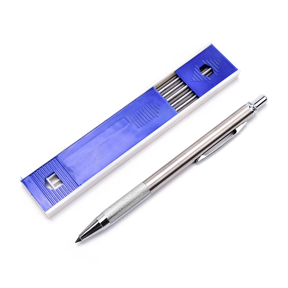 

Free Ship Metal Automatic Pencil Silver Mechanical Pens For Kids Writing Gift Student School Stationary 3mm 1set FBA Sending
