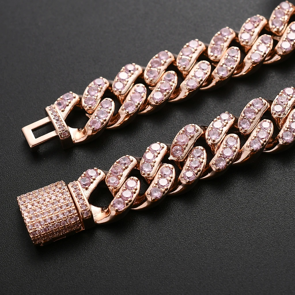 

Miami Style Diamond Rhinestone Iced Out Sterling Cuban Curb Link Chains