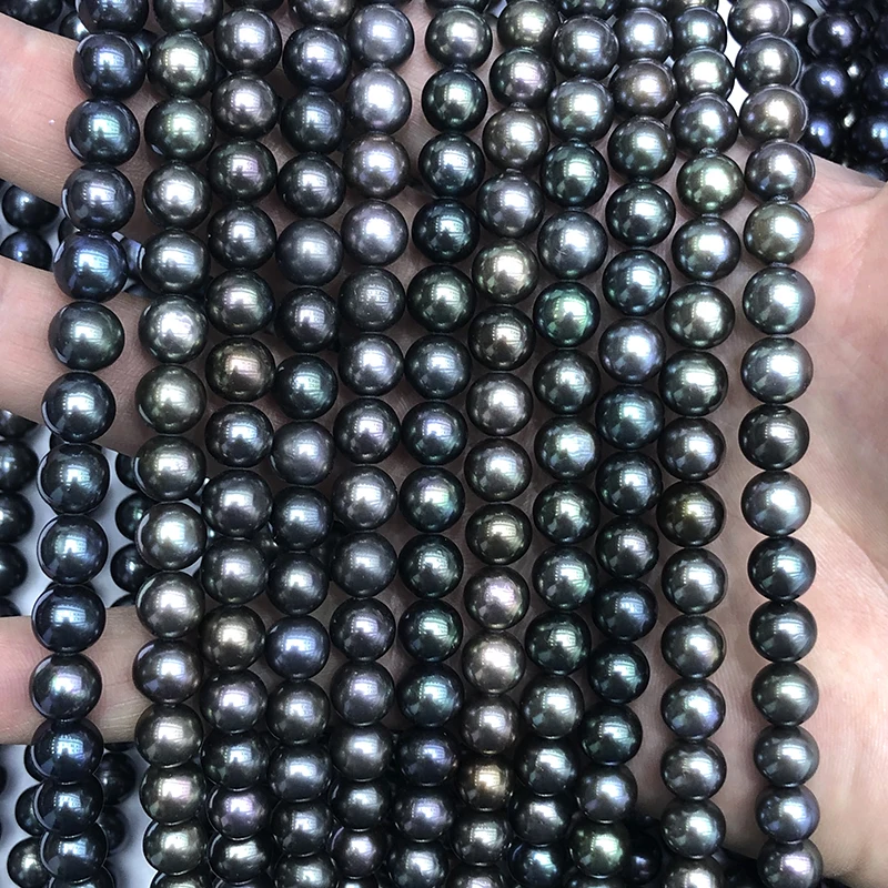 

wholesale five A grade dyed black freshwater pearl strands,round,high luster,clean surface