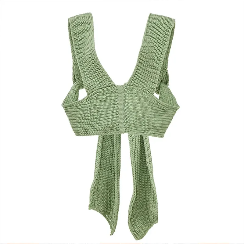 

Women Tops Cross Knitted Tops Slimming Sexy Undercoat Woven Vest Women