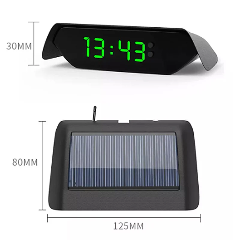 

Automatic Brightness Adjustment Electronic Solar Car Clock with Temperature Monitor