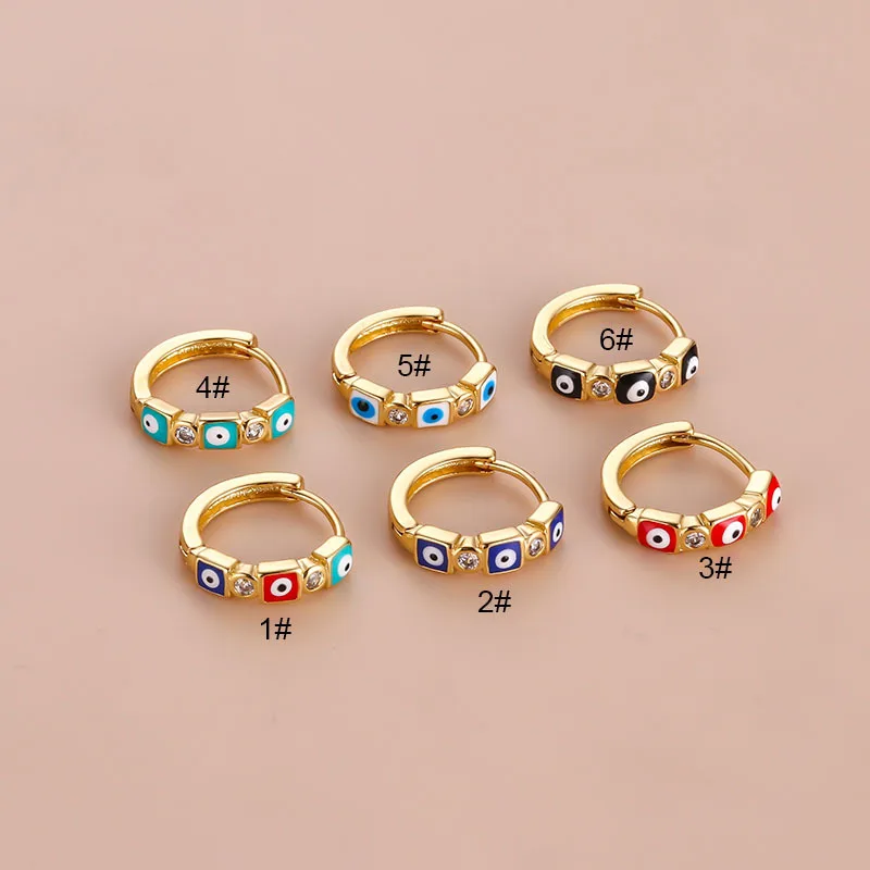

wholesale top trending Stainless steel bohemian women Luxury zircon gold plating glass evil eye earring