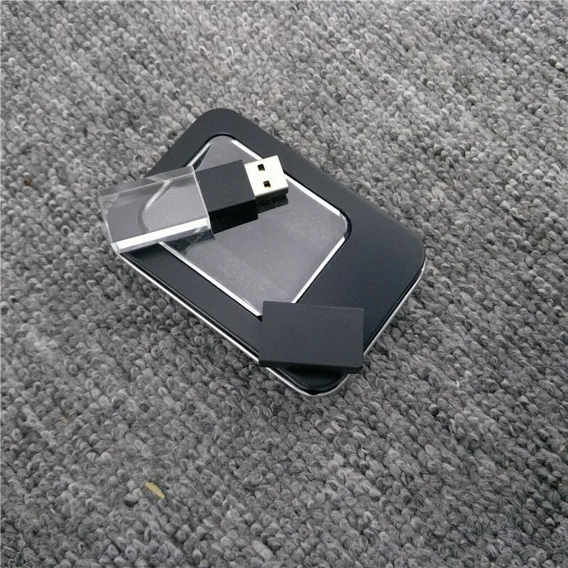 

Custom LOGO Black Acrylic Glass 3.0 Memory Flash Pendrive Black Tin Box 32GB 64GB 128GB 16GB Fast Transfer Speed