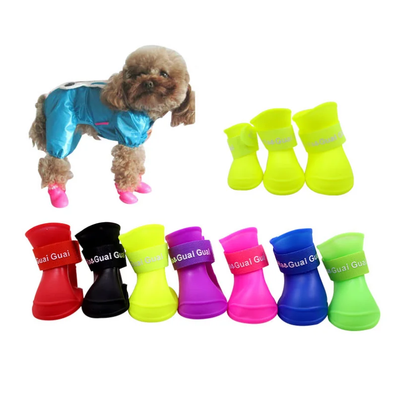 

Factory Direct Pet Supplies Fashion Cute Silicone Waterproof Shoes Spot, Blue,black,purple,yellow,pink,red,orange,green